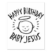 Happy Birthday Baby Jesus - Religieuze Kerstmis Rubberstempel (Afrduk)