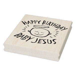 Happy Birthday Baby Jesus - Religieuze Kerstmis Rubberstempel
