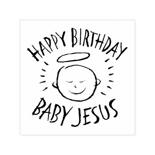 Happy Birthday Baby Jesus - Religieuze Kerstmis Zelfinktende Stempel (Design)