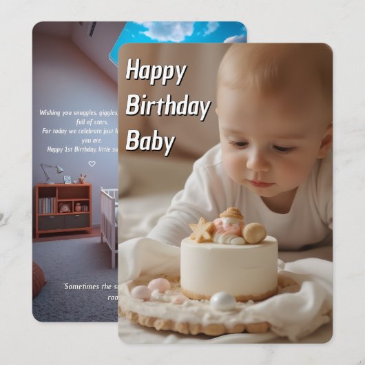 Happy Birthday Baby Kaart - Instant Download (Voorkant / Achterkant)
