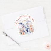 Happy Birthday Baby Olifant gepersonaliseerd Ronde Sticker (Envelop)