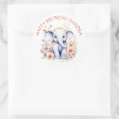 Happy Birthday Baby Olifant gepersonaliseerd Ronde Sticker (Tas)