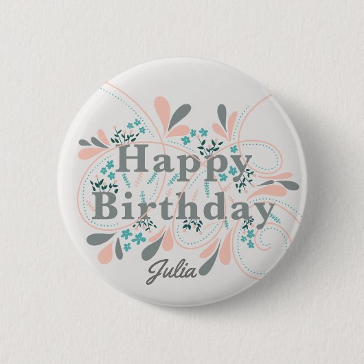 Happy Birthday-badge aanpasbaar Ronde Button 5,7 Cm (Voorkant)