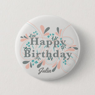 Happy Birthday-badge aanpasbaar Ronde Button 5,7 Cm