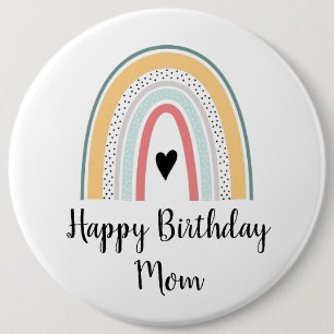 Happy Birthday Badge aanpassen - Regenboog Ronde Button 6,0 Cm