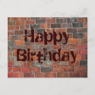 Happy Birthday-bakstenen muur Briefkaart