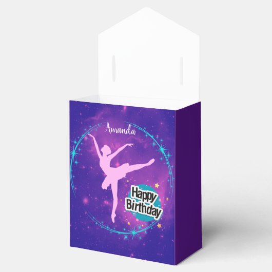 Happy Birthday Ballerina Galaxy Gepersonaliseerd Bedankdoosjes (Geopend)