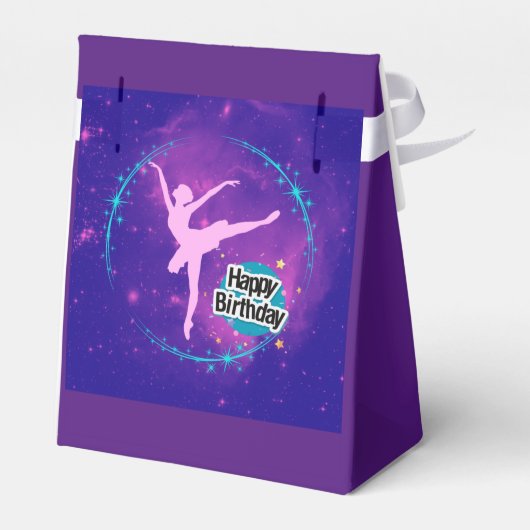 Happy Birthday Ballerina Galaxy Gepersonaliseerd Bedankdoosjes (Achterkant)