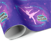 Happy Birthday Ballerina Galaxy Gepersonaliseerd Cadeaupapier (Rol Hoek)