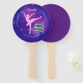 Happy Birthday Ballerina Galaxy Gepersonaliseerd Handwaaier (Voorkant en achterkant)