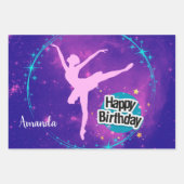 Happy Birthday Ballerina Galaxy Gepersonaliseerd Inpakpapier Vel (Voorkant)