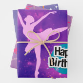Happy Birthday Ballerina Galaxy Gepersonaliseerd Inpakpapier Vel (In situ)