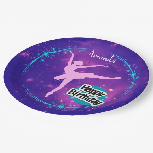 Happy Birthday Ballerina Galaxy Gepersonaliseerd Papieren Bordje (Gekanteld)