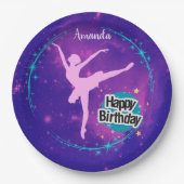Happy Birthday Ballerina Galaxy Gepersonaliseerd Papieren Bordje (Voorkant)
