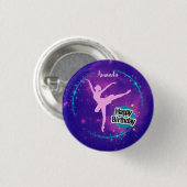 Happy Birthday Ballerina Galaxy Gepersonaliseerd Ronde Button 3,2 Cm (Voorkant /achterkant)