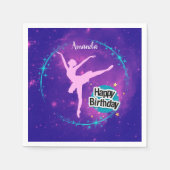 Happy Birthday Ballerina Galaxy Gepersonaliseerd Servet (Voorkant)