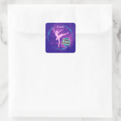 Happy Birthday Ballerina Galaxy Gepersonaliseerd Vierkante Sticker (Tas)