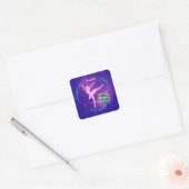 Happy Birthday Ballerina Galaxy Gepersonaliseerd Vierkante Sticker (Envelop)