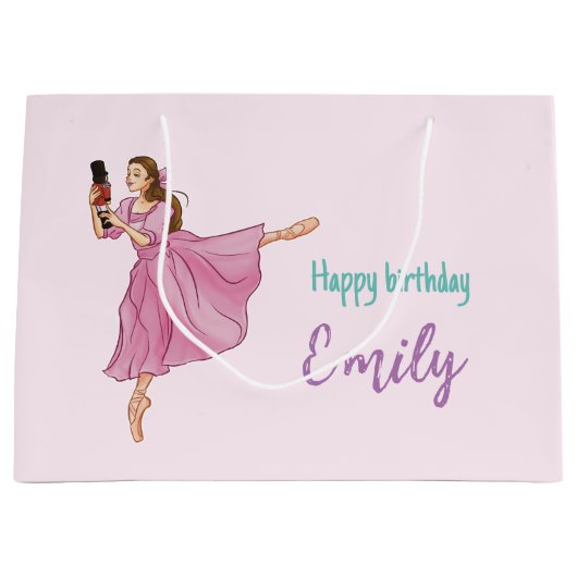 Happy Birthday - Ballerina Nutcracker with Name Groot Cadeauzakje (Voorkant)