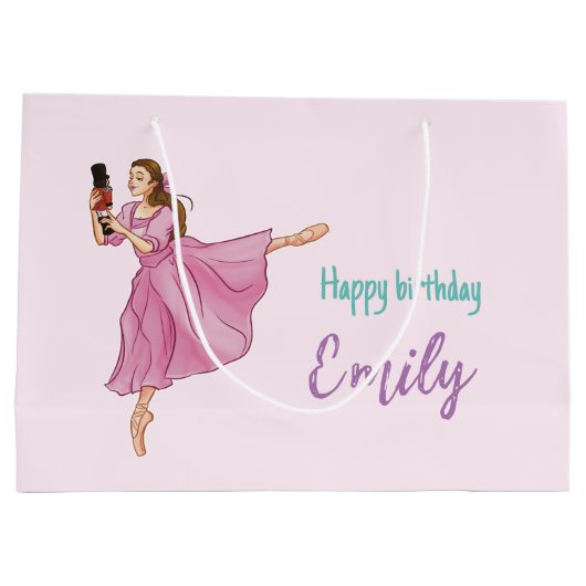 Happy Birthday - Ballerina Nutcracker with Name Groot Cadeauzakje (Achterkant)