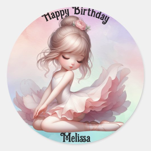 Happy Birthday Ballerina Sticker (Voorkant)