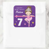 Happy Birthday Ballerina Vierkante Sticker (Tas)