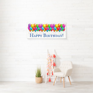 Happy Birthday-ballon en Confetti-banner Spandoek