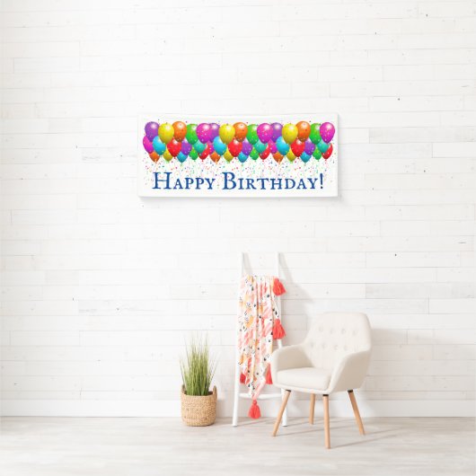 Happy Birthday-ballon en Confetti-banner Spandoek (Insitu)