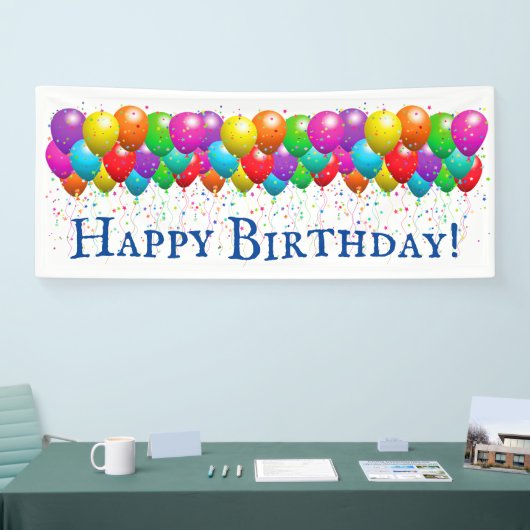 Happy Birthday-ballon en Confetti-banner Spandoek (Beurs)