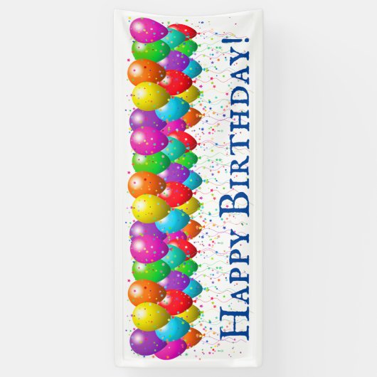 Happy Birthday-ballon en Confetti-banner Spandoek (Verticaal)