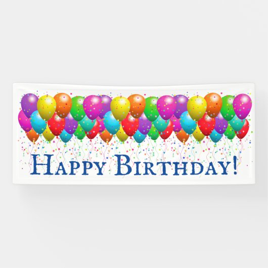 Happy Birthday-ballon en Confetti-banner Spandoek (Horizontaal)