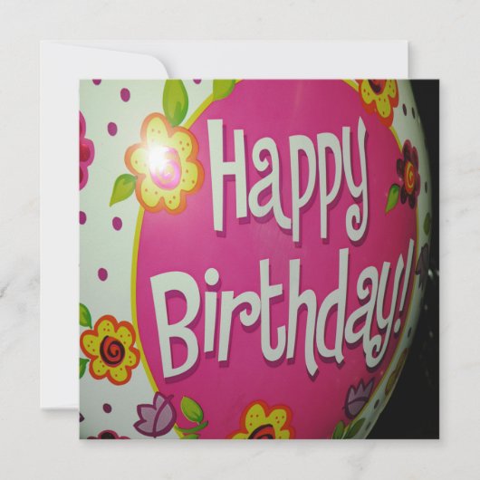 Happy Birthday-ballon met bloemen, ballonontwerp Kaart (Voorkant)
