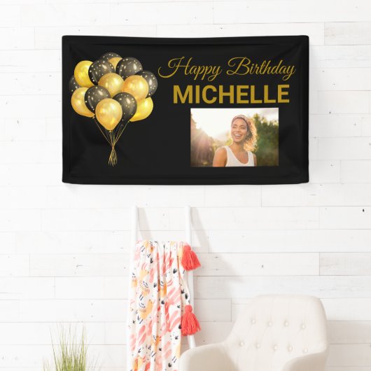 Happy Birthday ballonfoto Elk jaar aangepast Spandoek (Insitu)