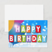 Happy Birthday-ballonkaart Bedankkaart (Voorkant / Achterkant)