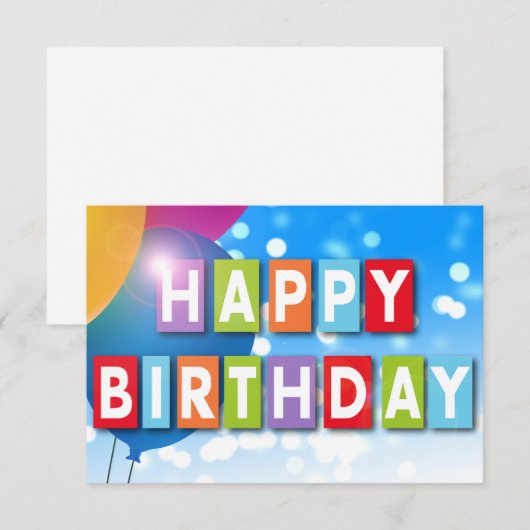 Happy Birthday-ballonkaart Bedankkaart (Voorkant / Achterkant)