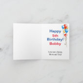 Happy Birthday-ballonnen - aangepaste naam & ouder Kaart (Binnen)