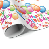 Happy Birthday-ballonnen Cadeaupapier (Rol Hoek)