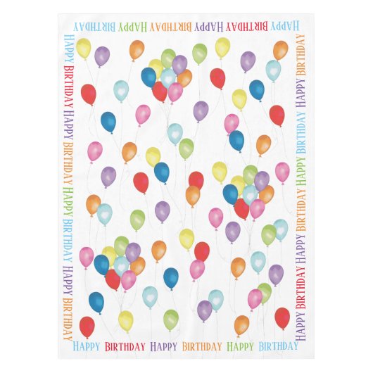 Happy Birthday-ballonnen Editable Table Cloth Tafelkleed (Voorkant)