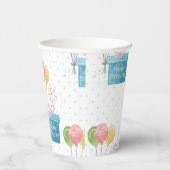 Happy Birthday-ballonnen en cadeaudoos Papieren Bekers (Rechts)