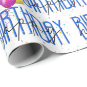 Happy Birthday-ballonnen en Confetti Cadeaupapier (Rol Hoek)