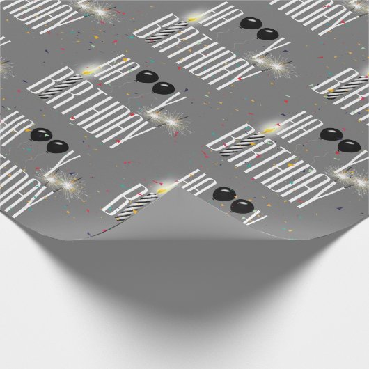 Happy Birthday-ballonnen en Confetti Cadeaupapier (Hoek)