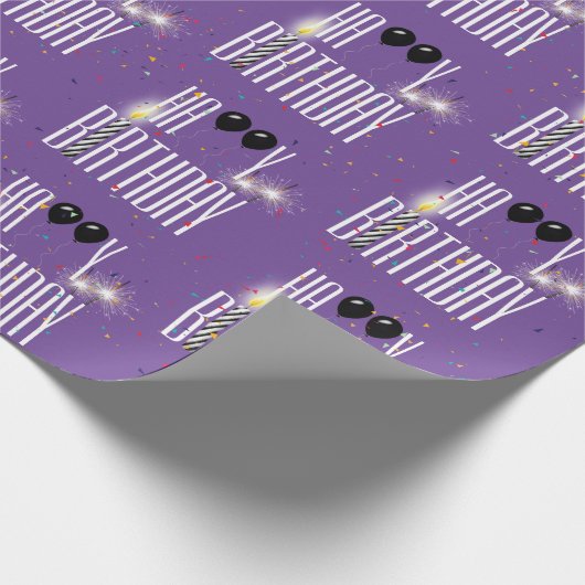 Happy Birthday-ballonnen en Confetti Cadeaupapier (Hoek)