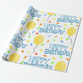 Happy Birthday-ballonnen en Confetti Cadeaupapier (Uitgerold)