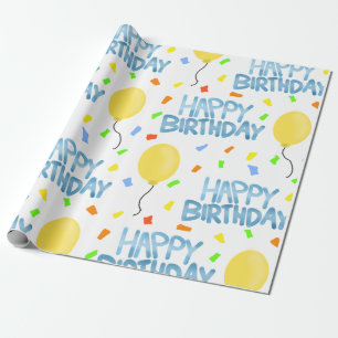 Happy Birthday-ballonnen en Confetti Cadeaupapier