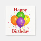 Happy Birthday-ballonnen en Confetti Servet (Voorkant)