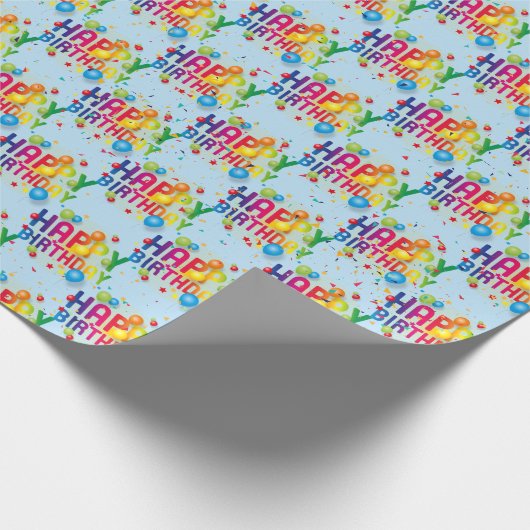 Happy Birthday-ballonnen en Confetti-wrapping-tape Cadeaupapier (Hoek)