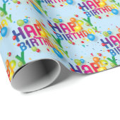 Happy Birthday-ballonnen en Confetti-wrapping-tape Cadeaupapier (Rol Hoek)