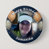 Happy Birthday-ballonnen en foto-Button Ronde Button 7,6 Cm (Voorkant)