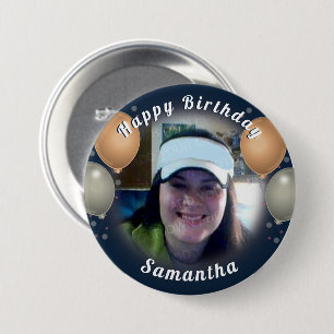 Happy Birthday-ballonnen en foto-Button Ronde Button 7,6 Cm