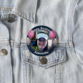 Happy Birthday-ballonnen en fotoroze Ronde Button 7,6 Cm (In situ)